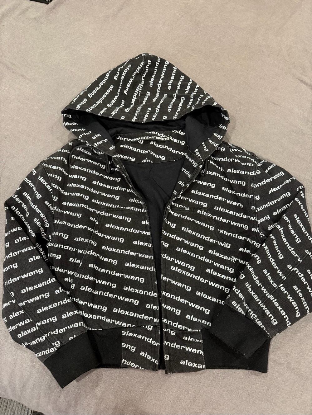 Alexander Wang Black Logo Zip-Up Hoodie Jacket